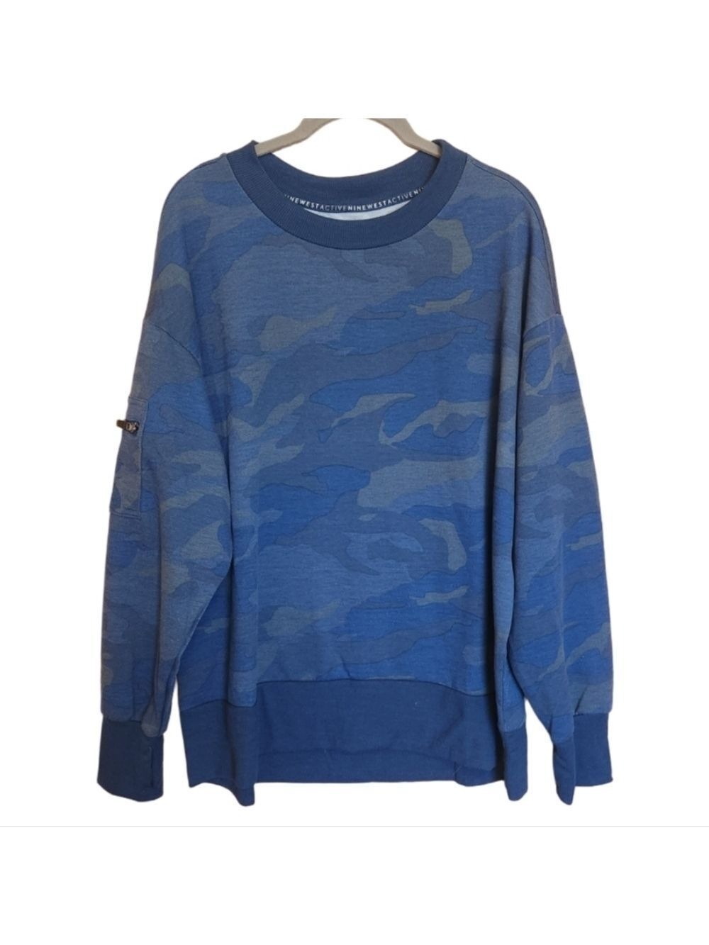 NINE WEST ACTIVE BLUE GRAY CAMO LIGHTWEIGHT SWEATSHIRT SIZE 1X NWT